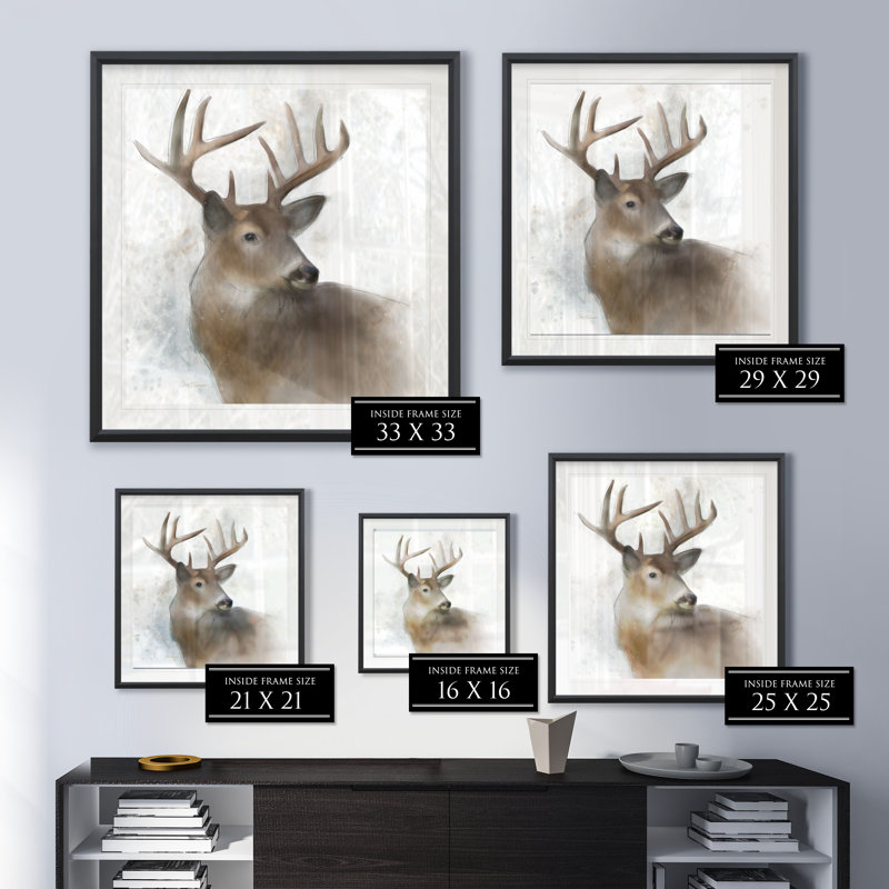 « rainsoft cerf », impression encadrée, H 17,5 po x l 17,5 po x P 1,5 po