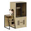 Mobilier de litière pour chat, bac à litière fermé à 2 niveaux avec portes, rangement caché et échelle, bois naturel