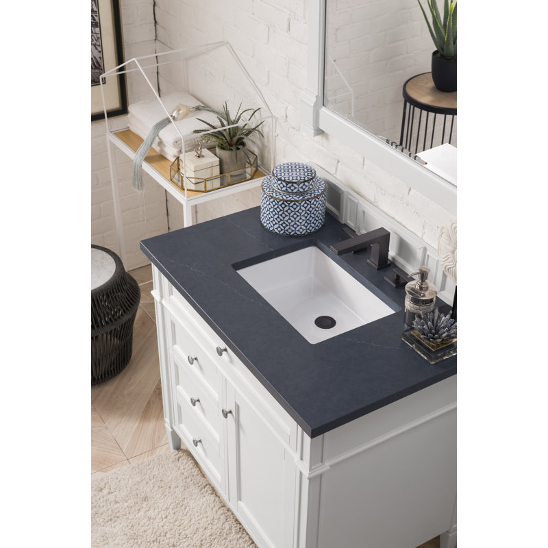 Brittany 36'' W Single Vanity, Charcoal Soapstone, Bright White, 8" Widespread