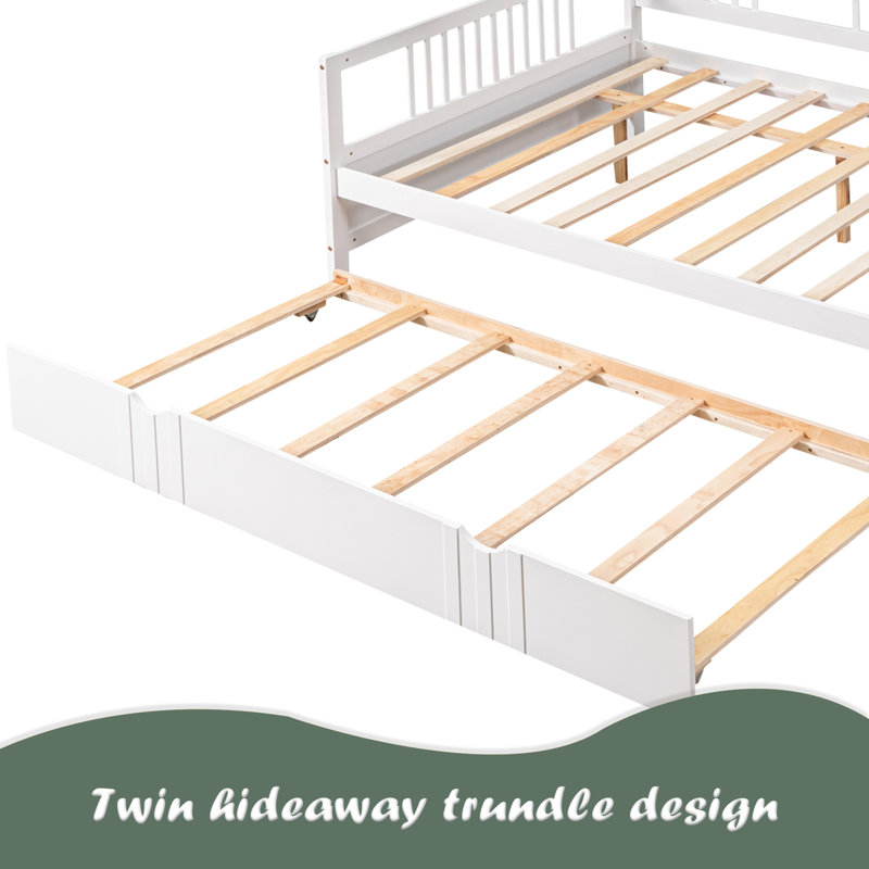 Daybed Wood Bed With Two Drawers, White