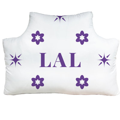 LA Colors Purple White Gold Headboard Pillow Twin 39.5 inch x 29.5 inch