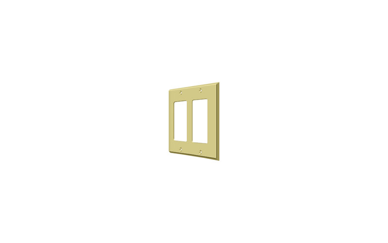Deltana SWP4741U3 Switch Plate; Double Rocker; Bright Brass Finish