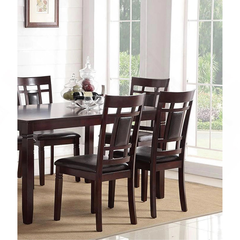 Modern Contemporary 7Pc Dining Set Espresso Finish Unique Eyelet Back 6X Side Chairs Cushion Seats Dining Room Furniture