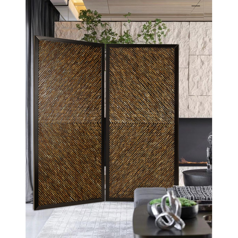 Paravent en bois brun 62 po x 72 po Ludivine, H 84 po x l 63 po x P 1 po