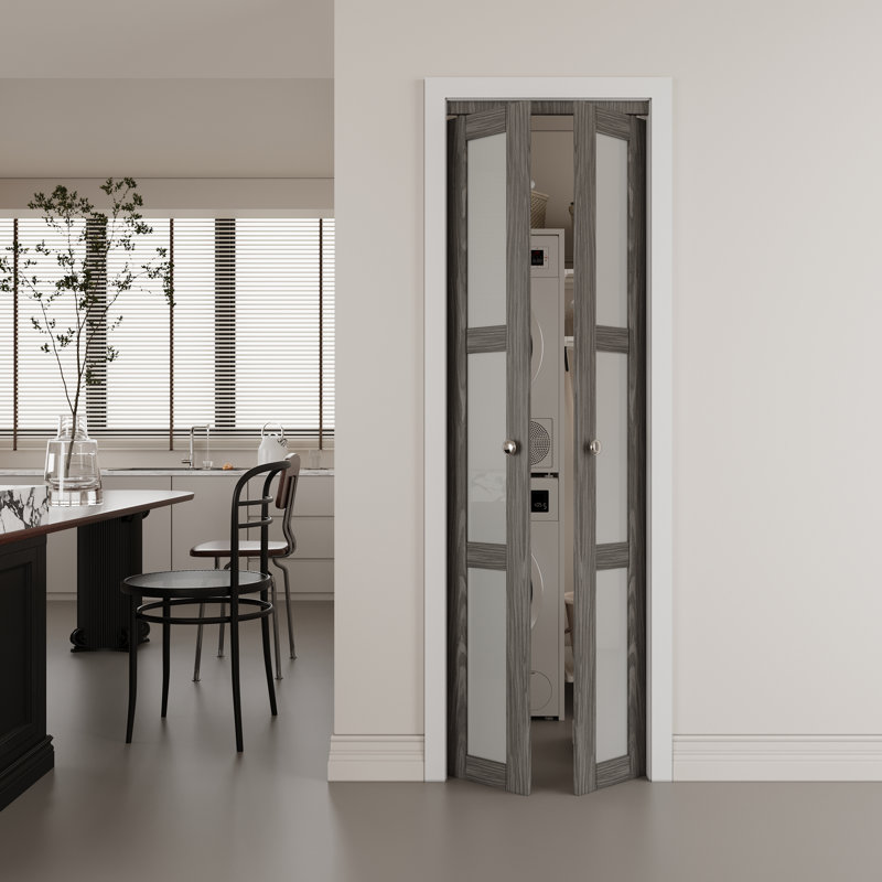 3 portes en verre massif avec portes en verre manufacturé et quincaillerie couleur bois antique, 24 po x 80 po