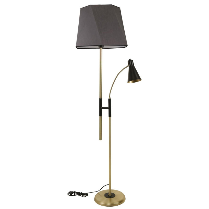 Luro Sleek Metal Floor Lamp, Anthracite Color, 65 in Height | Chrome Coating & Fabric Cap | E27 Socket, Max 60W | Durable Electrostatic Oven Dried Paint | Perfect for Modern Living Rooms & Bedrooms, Stylish & Functional Design