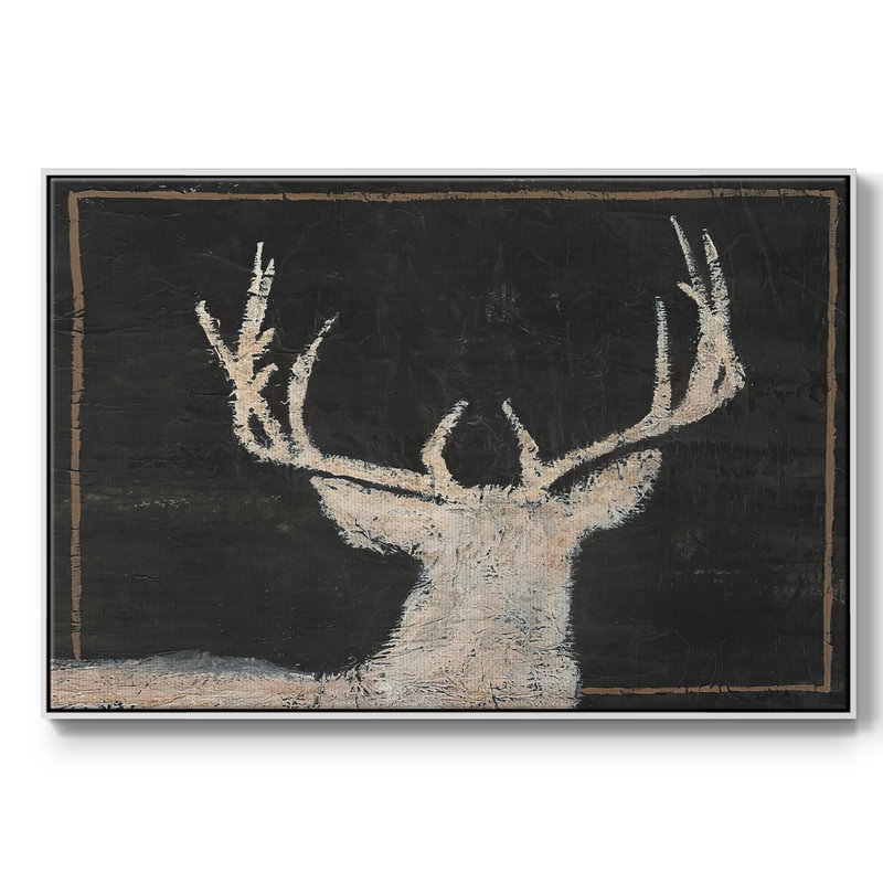 Toile tendue avec cadre Brow Tine Deer II, H 27 po x l 41 po x P 2 po, Blanc