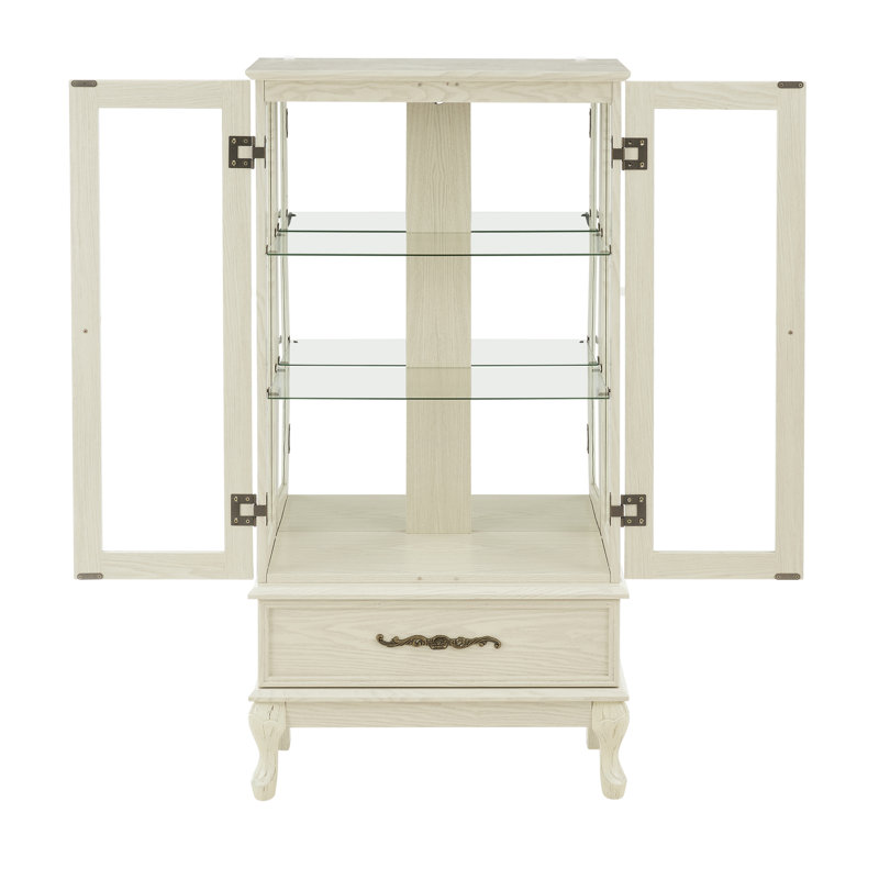 Armoire vitrée avec porte vitrée Curio, Blanc antique