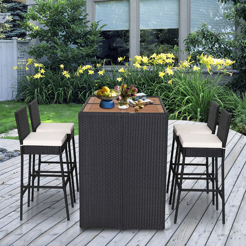 Arbrianna 4 - Person Acacia Patio Dining Set with Rectangular Table