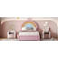 Lit tapissier design arc-en-ciel, lit plateforme en velours avec tiroir de rangement, aucun sommier nécessaire, coloré et rose-113432621