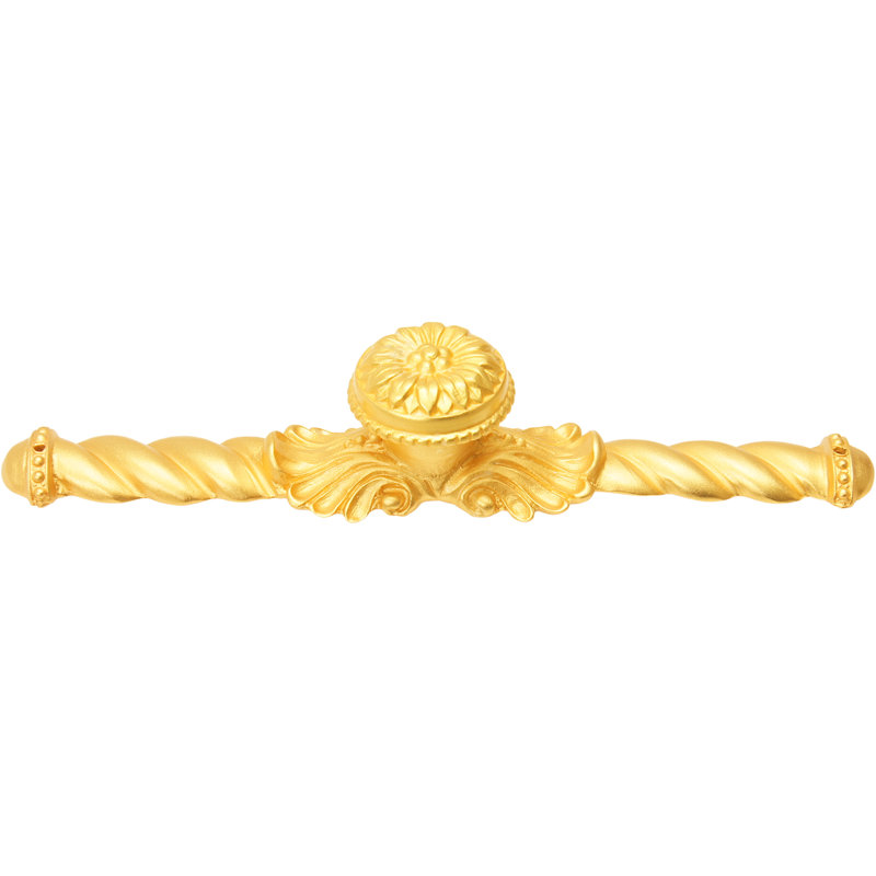 Grand bouton en acanthe avec pied évasé de style rosette avec grande plaque arrière , Doré