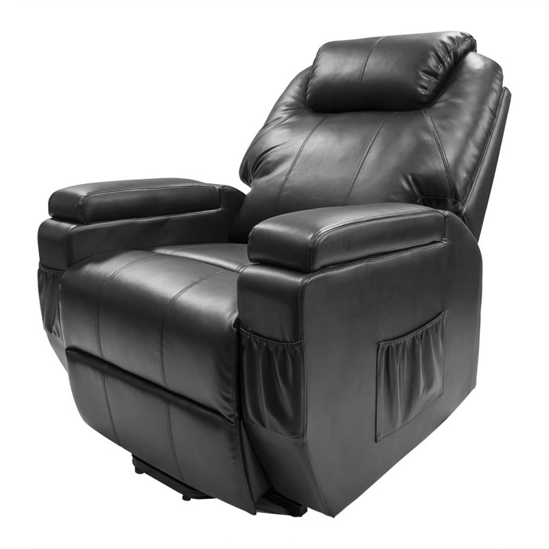 90cm Wide Lift Assist Standard Recliner, Black Faux Leather