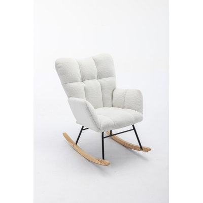 Fauteuil oscillant oscillant en tissu ivoire Teddy | Idée de cadeau