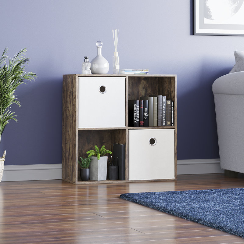 Bursa 64.5cm H x 65cm W Bookcase, Dark Wood/White