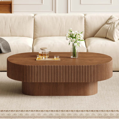Contemporary Oval Coffee Table with Quick Assembly and Space-Adaptable Design