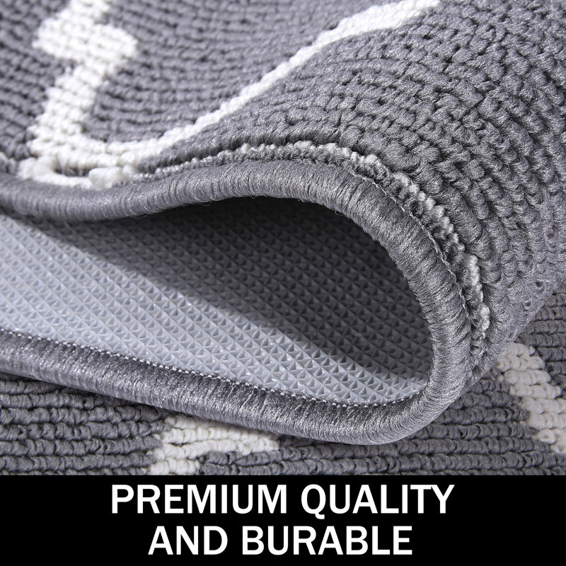 Premium Indoor Outdoor, Non-Slip Absorbent, Resist Dirt, Machine Washable, Entry Decor Rug, 32" W x 48" L, Gray