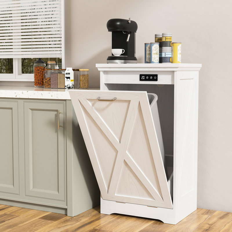 Poubelle de cuisine cachée Havant avec désodorisant et ion négatif, 13 gallons, Blanc