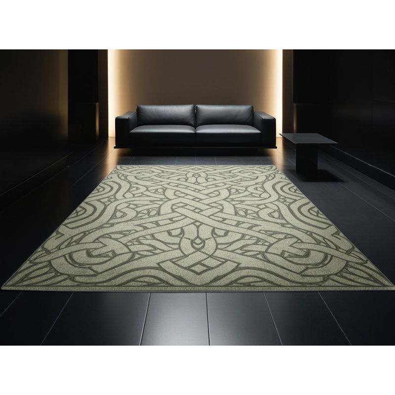 Soft Plush Feuerstein St Patties Modern & Contemporary Abstract Area Rug in Brown – Gray Binding, 7x9