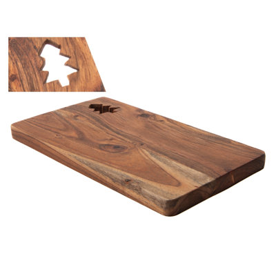 Planche de service rectangulaire en bois d'acacia avec découpe en forme d'arbre