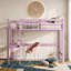 Structure de lit simple en mezzanine en bois d'hévéa massif, avec bureau intégré, barrière de sécurité et échelle d'escalade intégrée-730066784