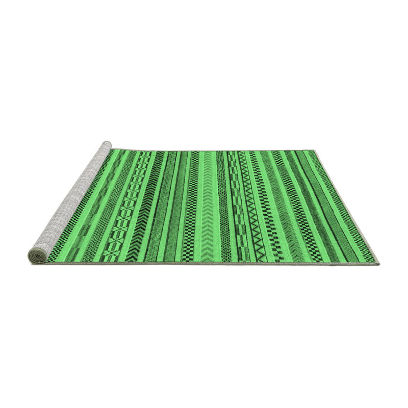 Kayll Washable Geometric Indoor Rug, Round 4'