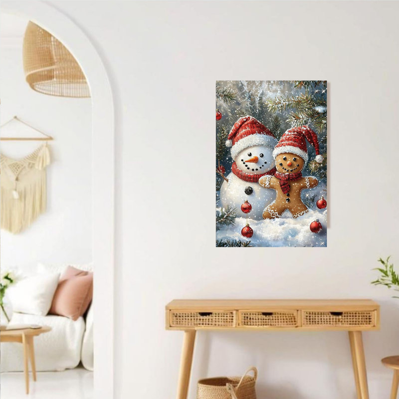 «Winter Christmas Snowman», art mural sur toile sans cadre 24 po x 36 po