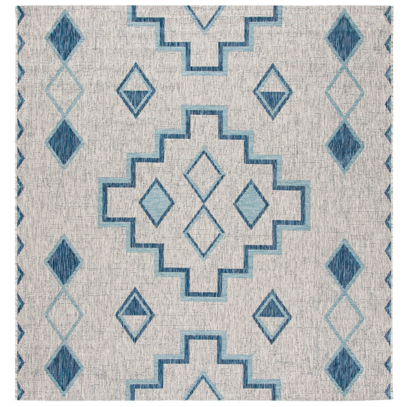 Amarien Geometric Indoor/Outdoor Area Rug, Square 6'7"