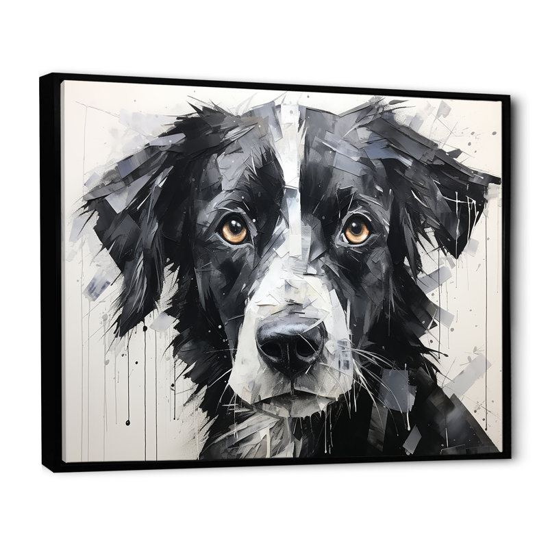 Sarabi, portrait de chien sur toile, Cadre flottant noir, H 30 po x l 40 po x P 1,5 po