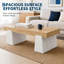Table basse rectangulaire de style ferme de 120 cm pour salon - Grande table centrale en bois, plateau épais et piètement robuste - Style rustique moderne - Couleur : Blanc antique + anneaux de croissance jaune pâle-1972051892