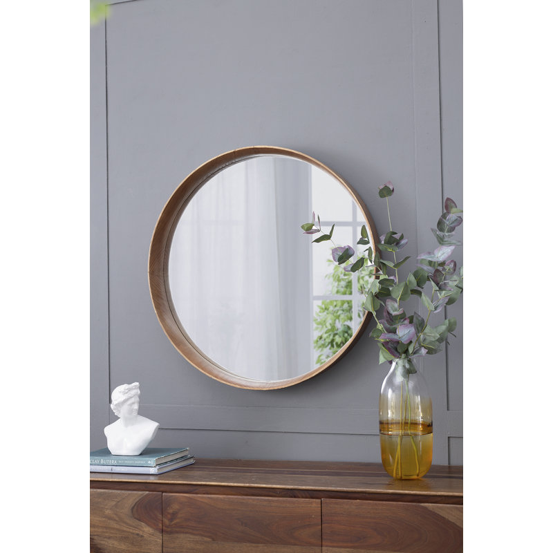 31,5 "miroir rond en bois de pin, miroir mural pour la salle de bain