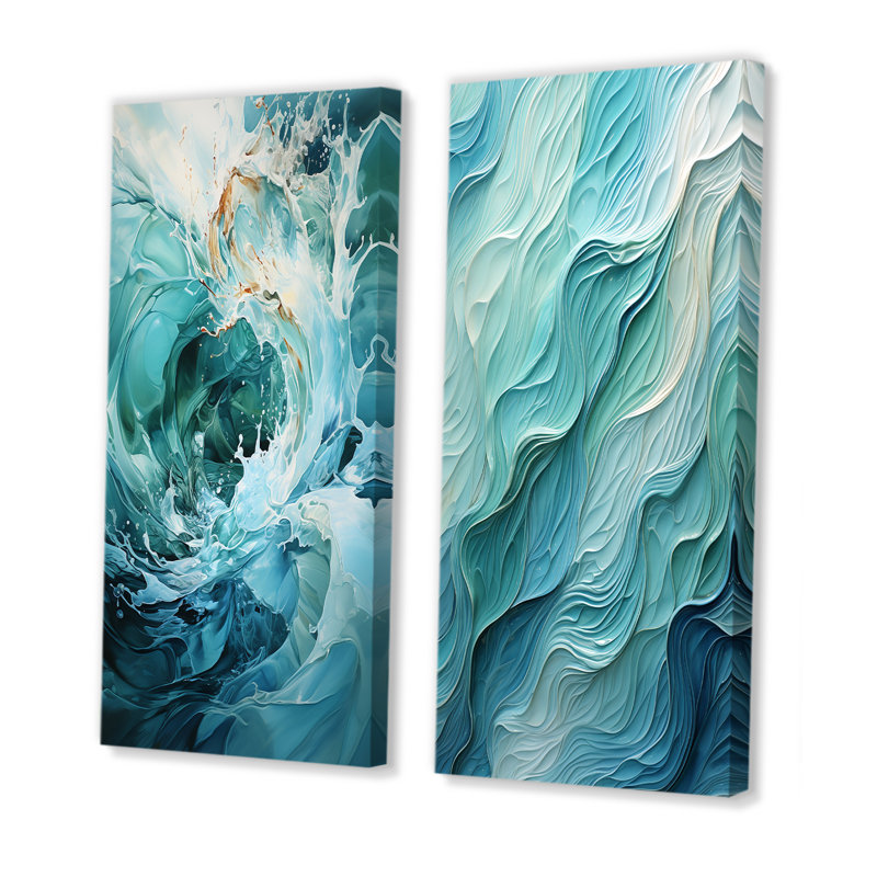 Clari - ensemble de 2 reproductions d'art abstrait spirales abstraites, Toile tendue, H 28 po x l 25 po