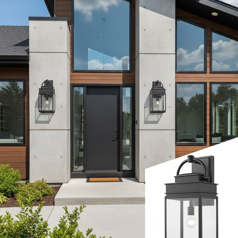 Lanterne murale Beleta, H 24,25 po x l 10 po x P 9 po, Noir