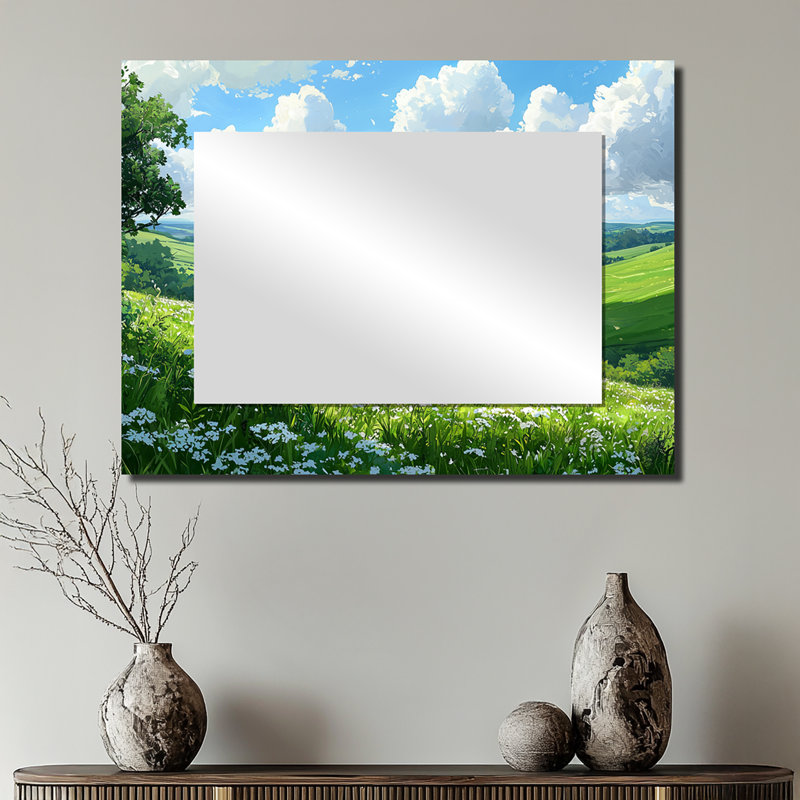 "Countryside At High Noon II" - Art mural miroir sur paysages - imprimé sur métal, 24 po x 32 po