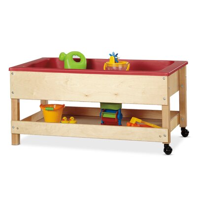 Jonti-Craft® 42"" x 20"" Solid Wood Rectangular Birch Sand and Water Table with Cover -  2866JC