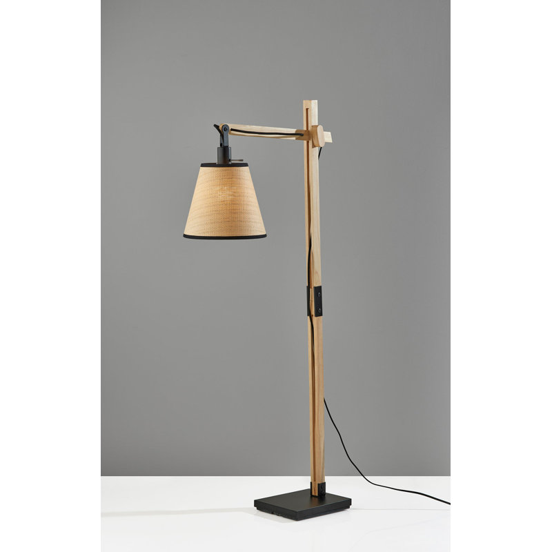 Mansour 61'' Swing Arm Floor Lamp, Black/Brown