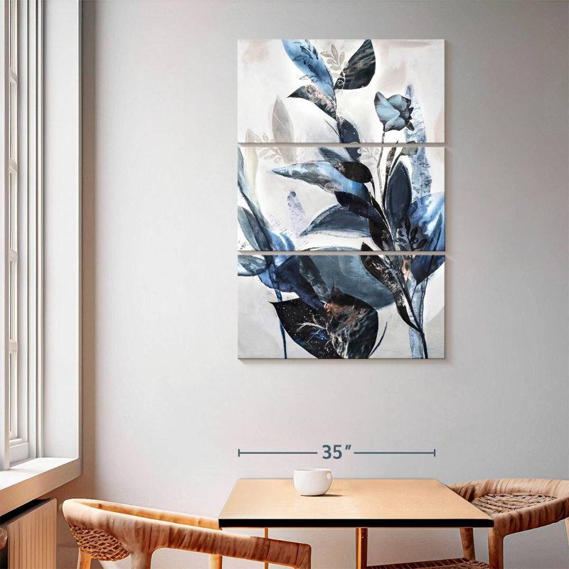 Harnek feuilles bleues, H 65 po x l 42 po