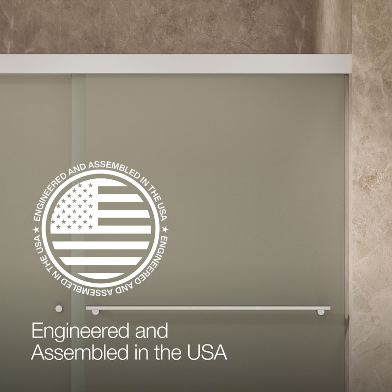 Revel 59.63'' x 55.5'' Double Sliding Bath Door with CleanCoat® Technology, Bright Polished Silver, Frosted