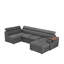 Grey Fabric Sectional Sofa with Storage Ottoman