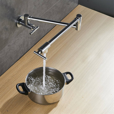 Robinet de robinet de cuisine mural pliant pour robinet de cuisine à double bras articulé en laiton