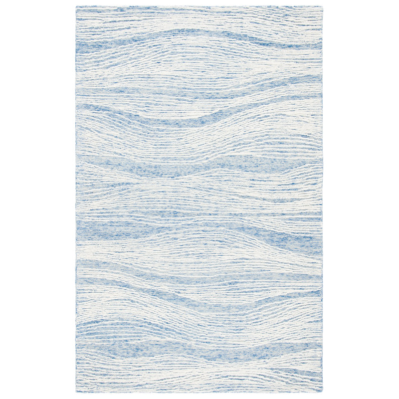 Tapis abstrait en laine et coton touffeté à la main Ameelia, Rectangle 4 pi x 6 pi
