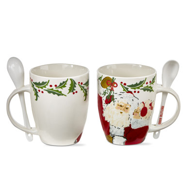 Holta Mistletoe Vintage Santa Mug + Spoon