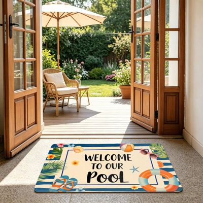 Tapis d'entrée 24 po x 36 po Welcome To Our Pool