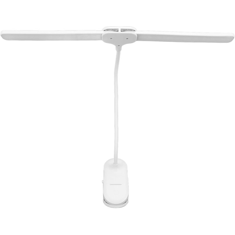 Lampe de bureau à DEL à deux têtes avec lampe à pince, lampe de lecture à intensité variable avec col-de-cygne flexible, lampe de table USB pour bureau, dortoir et chambre à coucher