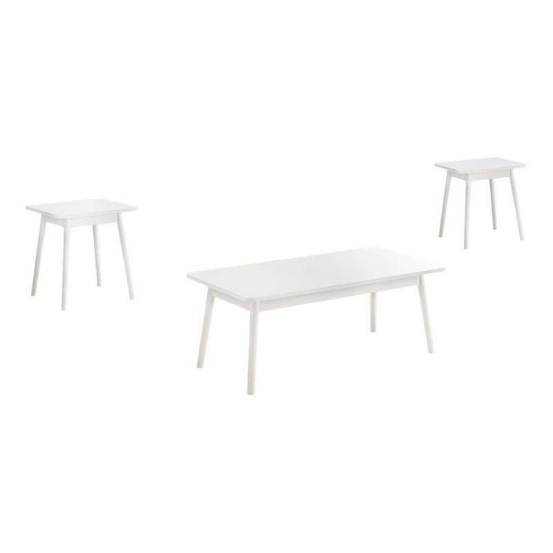 Ensemble de table de salon moderne Mid-Century 3 pièces, Blanc