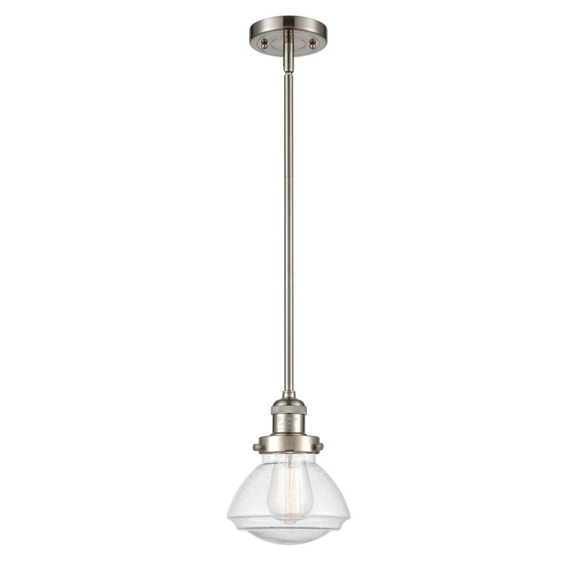 Luminaire suspendu simple à 1 lumière Chesterville, Ampoule non incluse, Grainé, Nickel satiné brossé