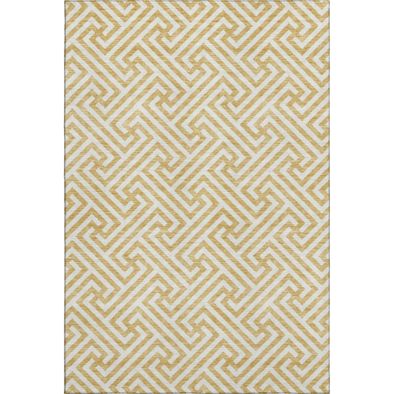 Tapis doré de qualité supérieure lavable à la machine Tweedy, Rectangulaire 3 pi x 5 pi
