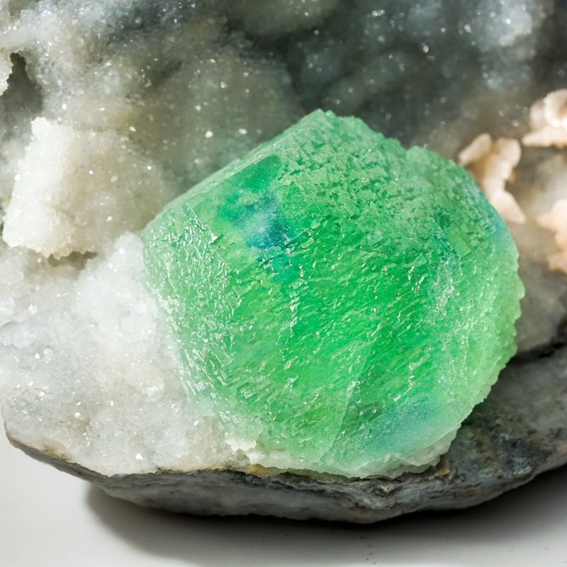 Green Fluorite on Quartz Matrix from from Ruyuan, Lechang, Guandong, China (2.5 lbs)