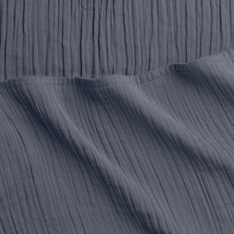 Oasis Crinkled Comfort Flat Sheet (Midnight Tide), Queen Flat Sheet
