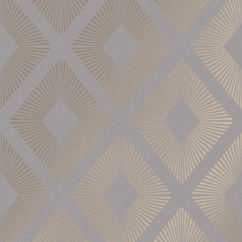 Geometric Metallic Wallpaper Double Roll, Gray