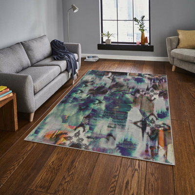 Stylish Woven Carpet (4 x 6 ft), 100% Polyester, 0.4 in Pile Height | Antibacterial, Non-Slip Underside | Machine Washable, 3D Digital Printing | Perfect for Living Room, Bedroom, and Home Decor